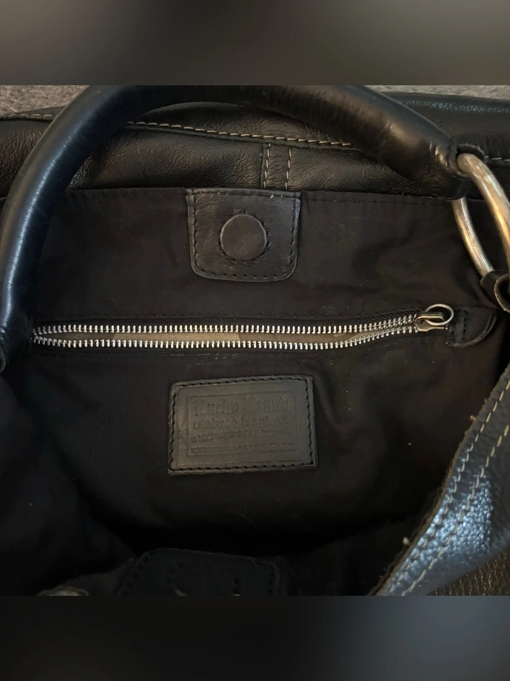 Lucky Brand Black Leather StuddedHobo Bag Whipstitch Slouchy Shoulder Purse